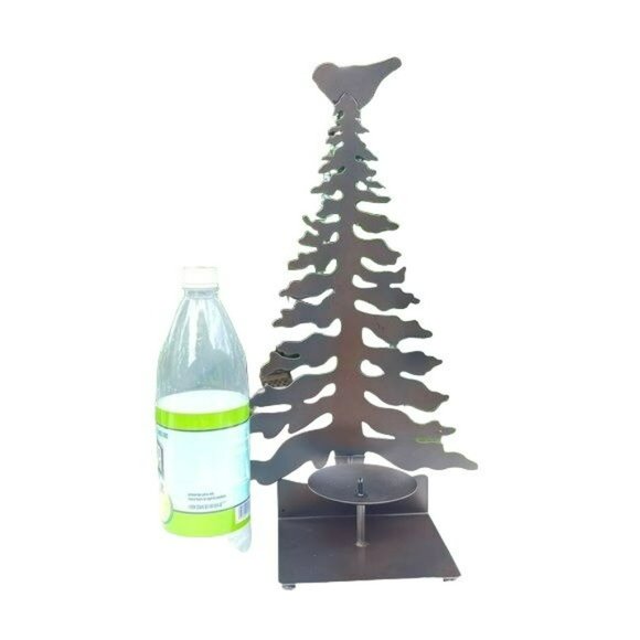 Vintage Metal Candle Holder Pine Tree Shaped 18.5in Farmhouse Style Winter - Picture 7 of 16